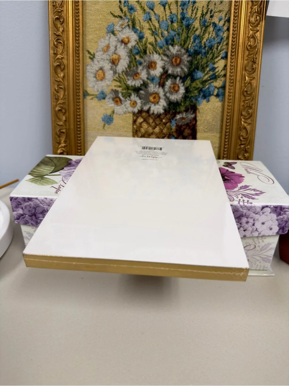 Lady JAYNE Brown Ivory Green Botanical Gold Tone Guilded Pages Lined Notepad